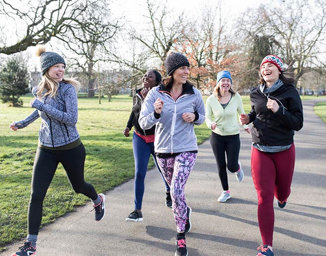 ladies running in winter wear