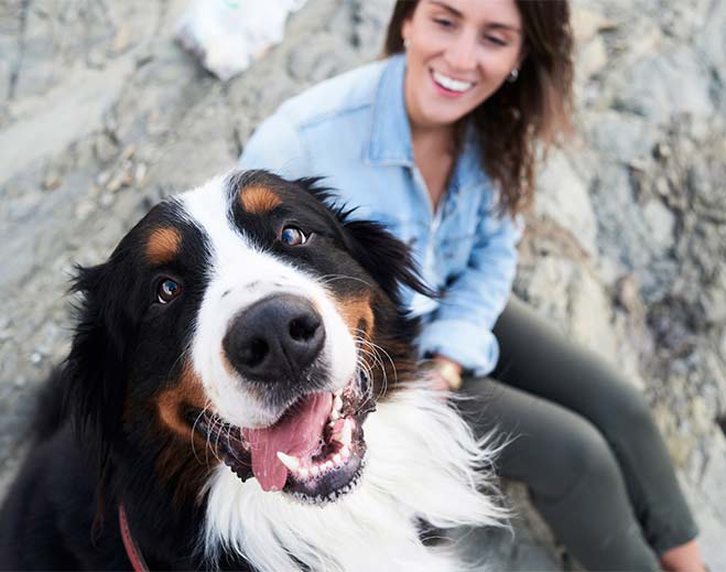 woman and dog